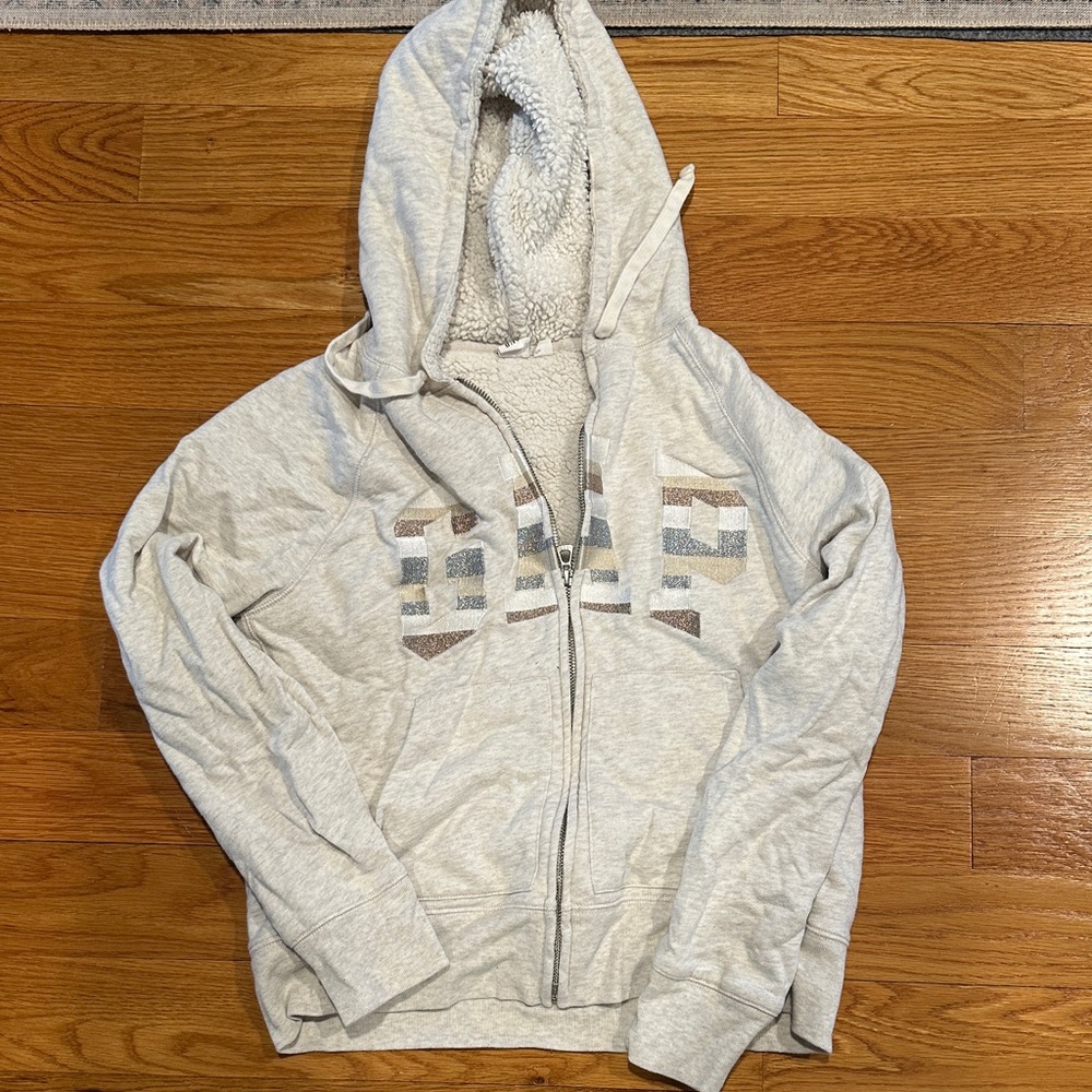 GAP Women’s Light beige Zip-Up Sweater medium